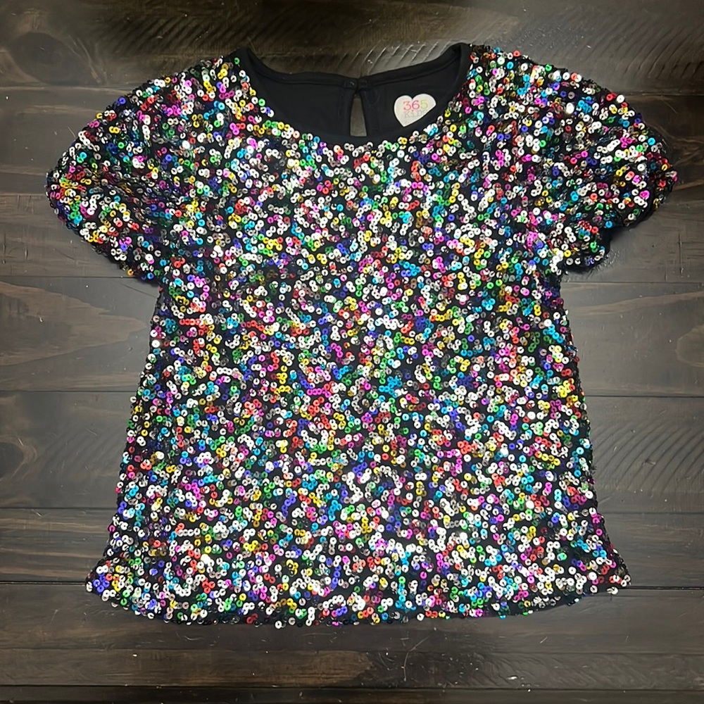 3/$10 Girl Sequin Blouse, Black Size 7